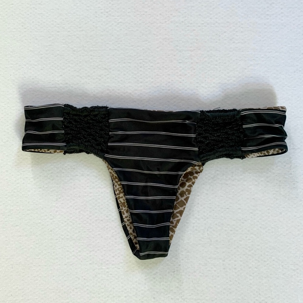 Vintage Acacia Swim Navy Stripe with Crochet Bikini Bottom